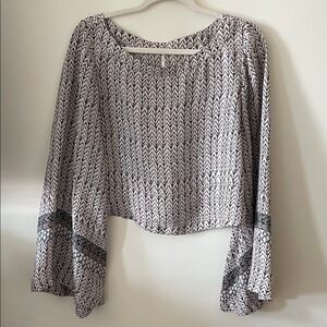 Free People Black and White Chevron Blouse